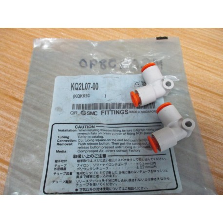 SMC KQ2L07-00 One-Touch 14" Elbow KQ2L0700 (Pack of 2)