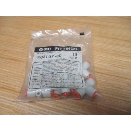 SMC KQ2T07-00 One-Touch Tee Fitting KQ2T0700 (Pack of 10)