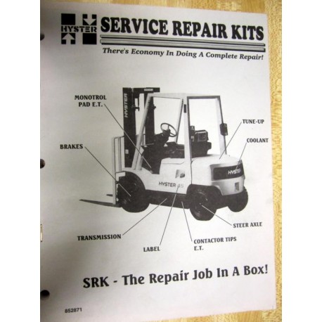 Hyster 852871 Service Repair Kits Catalog Hy-852871 - Used