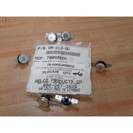 Selco OM-212-QC Disc Thermostat OM212QC (Pack of 6)