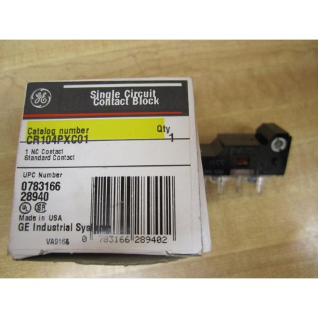 GE General Electric CR104P-XC01 Contact Block CR104PXC01
