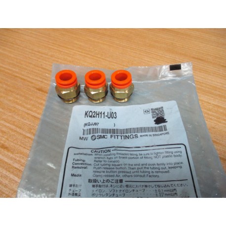 SMC KQ2H11-U03 Straight Union KQ2H11U03 (Pack of 3)