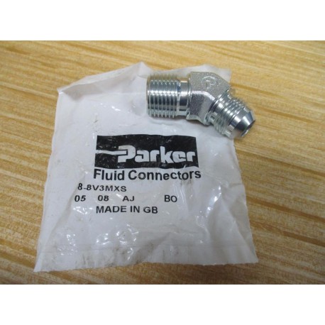 Parker 8-8V3MXS 37° Flare, Tube x BSPT 45° Elbow 88V3MXS