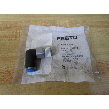 Festo QSRL-14-6 Rotatable Push-In L Fitting 153412