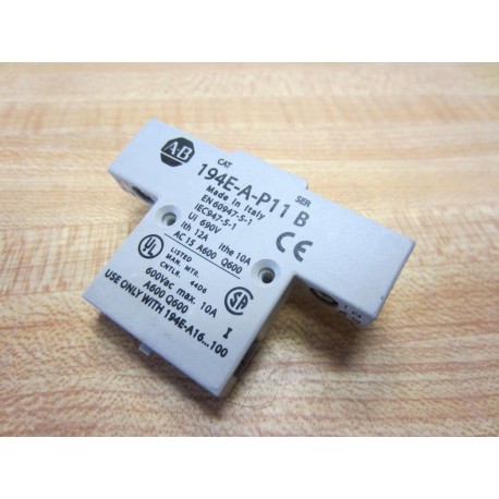 Allen Bradley 194E-A-P11 Auxiliary Contact 194EAP11 Series B - Used