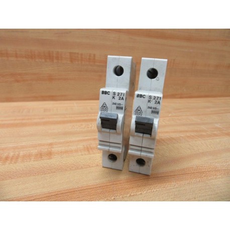 BBC S271-K2A Stotz Circuit Breaker 2 Amp S271K2A (Pack of 2) - Used