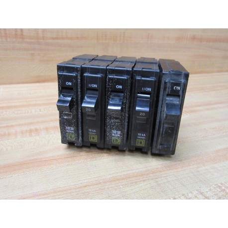 Square D QO-120 Circuit Breaker 20 Amp (Pack of 5) - Used