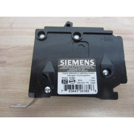 Siemens B120H Breaker 20A 1P 120V - Used