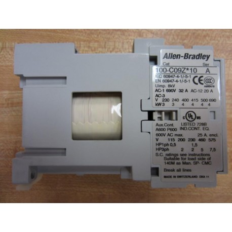 Allen Bradley 100-C09ZJ10 Contactor 100-C09Z*10 Series A (Pack of 5) - Used
