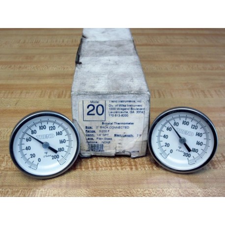 Trend Instruments 20 2" Bimetal Thermometer 0-200°F (Pack of 2)