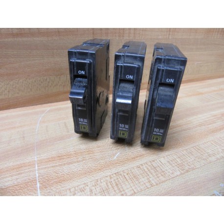 Square D QO110 Circuit Breaker 10 Amp (Pack of 3) - Used