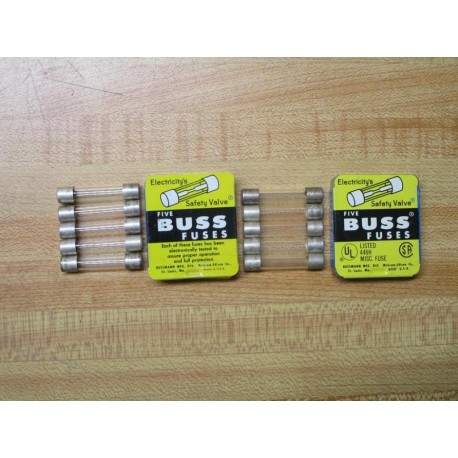 Buss F02A 250V 1AS Bussmann Fuse F02A-1A Fine Wire Element (Pack of 10)