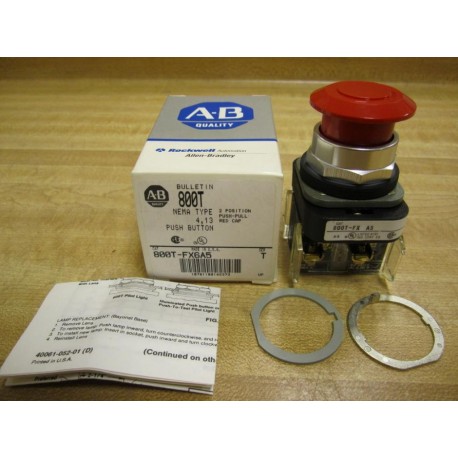 Allen Bradley 800T-FX6A5 Push-Pull Button Red, SER. T W(2) 800T-XD4