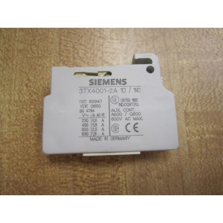 Siemens 3TX4001-2A Contact Block 3TX40012A (Pack of 5) - Used