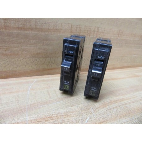 Square D QO-115 15A Circuit Breaker QO115 (Pack of 2) - Used