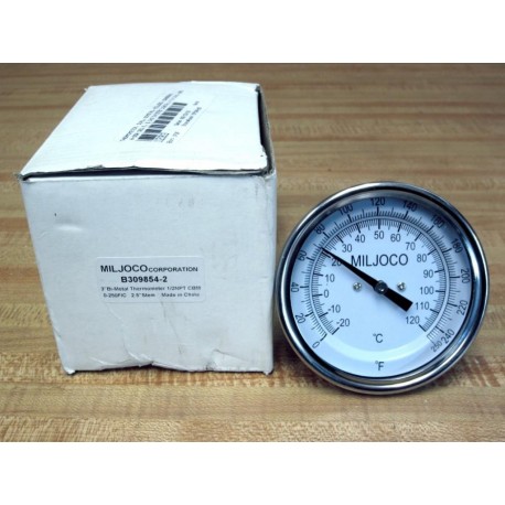 Miljoco B309854-2 3" Bi-Metal Thermometer B3098542
