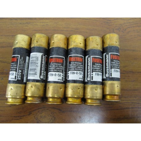 Fusetron FRN-R-50 Bussmann Fuse Cross Ref 4A453 (Pack of 6) - New No Box