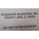 Stoddard Silencers F8-109 Filter Element  F8109