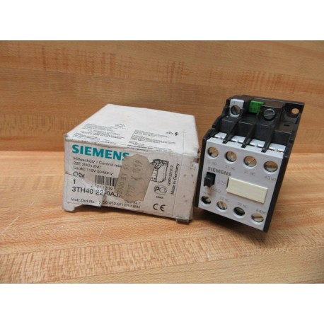 Siemens 3TH40 22-0AJ2 Control Relay 3TH40220AJ2