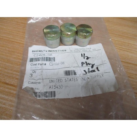 Brennan Industries C2408-08 Flareless Compression Plug (Pack of 3)