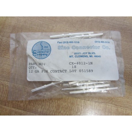 Sine Connector CX-4012-1N Contact Pin 12 GA (Pack of 18)