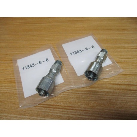 Parker 11343-6-6 Crimp Style Hose Fitting 1134366 (Pack of 2)