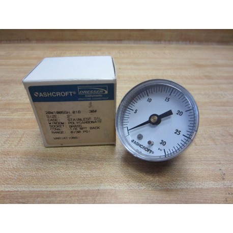 Ashcroft 20W1005SH 01B Pressure Gauge  18" NPT Back