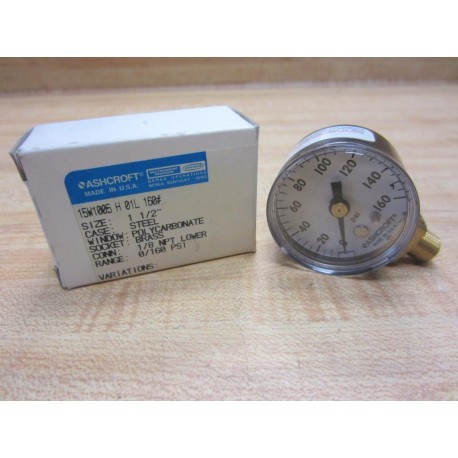 Ashcroft 15W1005 H 01L 160 Pressure Gauge 160PSI 18" NPT Brass 15W1005H01L160