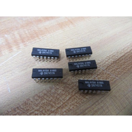 Texas Instruments SN7451N Integrated Circuit Breaker (Pack of 5) - New No Box