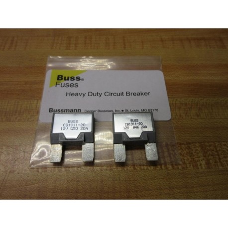 Buss CB1911-20 Bussmann 20A Circuit Breaker CB191120 (Pack of 2)