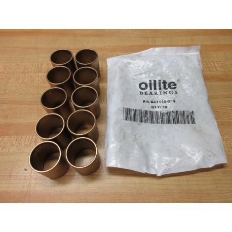 Oilite AA1110-02B Plain Sleeve Bushing AA111002B (Pack of 10)