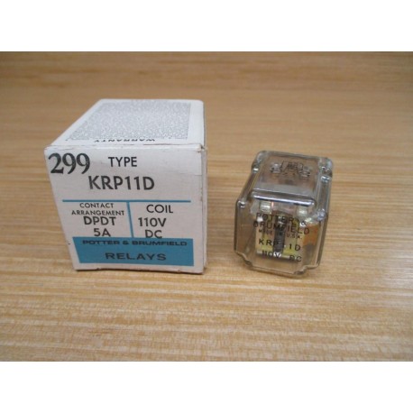 Potter & Brumfield KRP11D Relay 110V Coil, Type 299