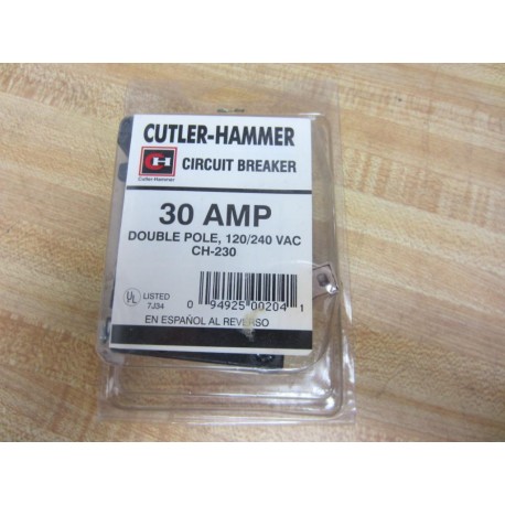 Cutler Hammer CH-230 Eaton CH230 Circuit Breaker 30 Amp Double 120240VAC