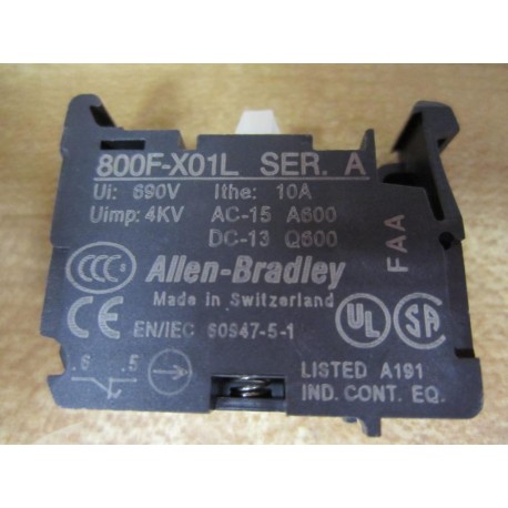 Allen Bradley 800F-X01L Contact Block 800F-XO1L - New No Box