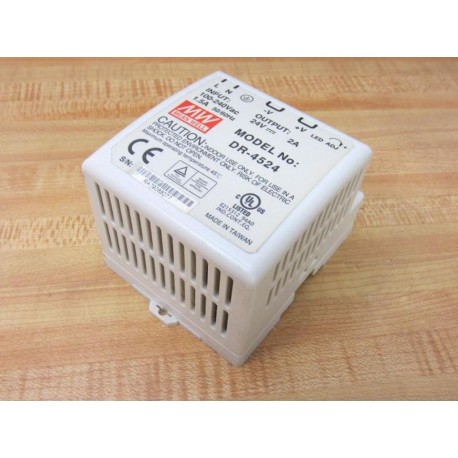 MW DR-4524 ACDC Industrial DIN Rail Power Supply DR4524 - Used