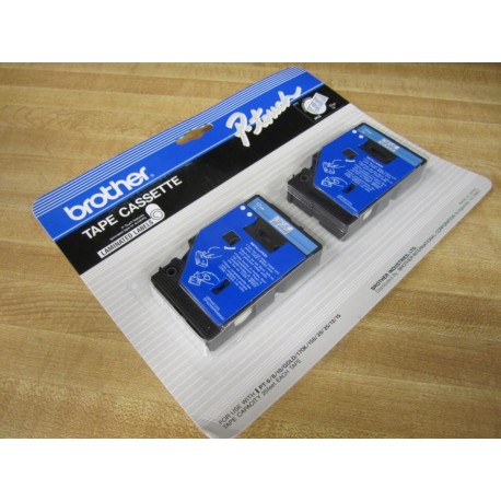 Brother TC-12 Tape Cassette TC12 Blue On Clear (Pack of 2)