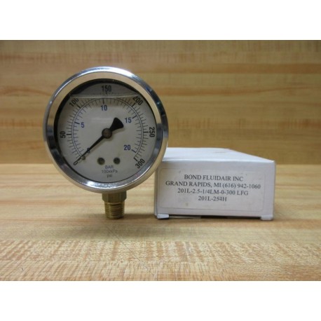 Bond Fluidaire 201L-2.5-144LM-0-3000 Pressure Gauge 201L-254H