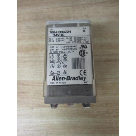 Allen Bradley 700-HB33Z24 24VDC Relay 700HB33Z24 Series B (Pack of 2) - Used