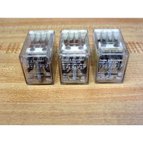 Potter & Brumfield KHU-17D11-24 24VDC Relay KHU17D1124 (Pack of 3) - Used