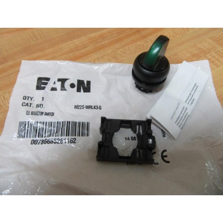 Eaton M22S-WRLK3-G Cutler Hammer Illum. Selector Switch M22SWRLK3G