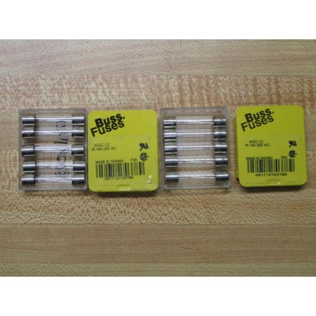 Buss AGC-12 Bussmann AGC-12A Fuse Ref 1BZ05 Fine Wire Element (Pack of 10)