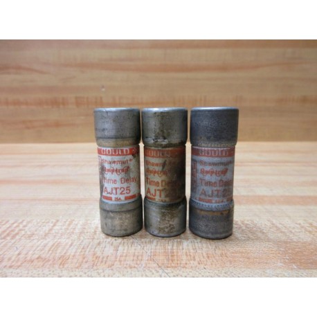 Gould Shawmut Ferraz AJT-25 Fuse Cross Ref 4TAR8 (Pack of 3) - Used