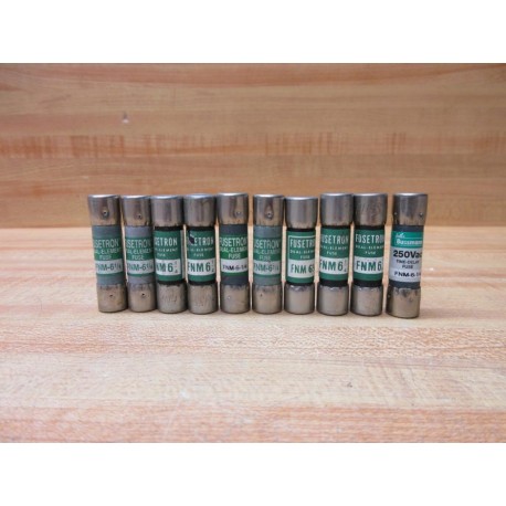 Buss FNM-6-14 Fusetron Fuse Cross Ref 6C208 (Pack of 10) - New No Box