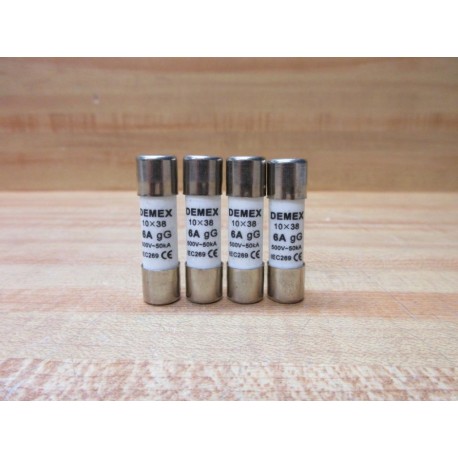 Demex 6A gG Fuse 10X38 (Pack of 4) - New No Box