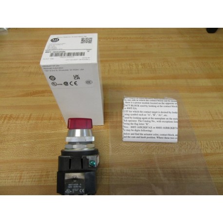 Allen Bradley 800T-16HX2KB6 Selector Switch 800T16HX2KB6 Red Knob