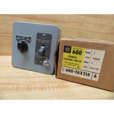 Allen Bradley 600-TAX218 Manual Starting Switch 600TAX218 Series A