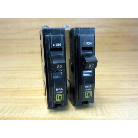 Square D QOB-20 Circuit Breaker QOB20 (Pack of 2) - Used