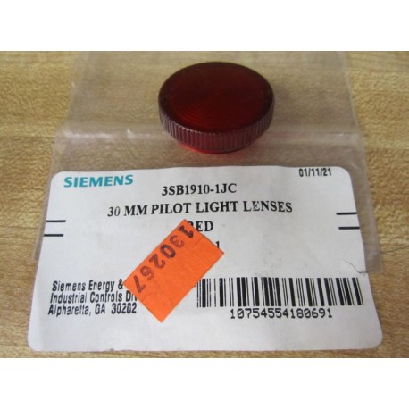 Siemens 3SB1910-1JC 30 MM Pilot Light Lens 3SB19101JC