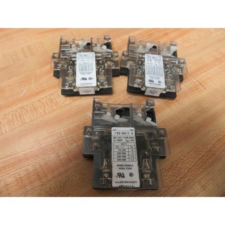 Allen Bradley 195-BA11 Auxiliary Contact 195BA11 (Pack of 3) - Used