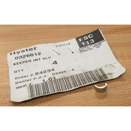 Hyster 0326612 Keeper Intake Valve (Pack of 4)